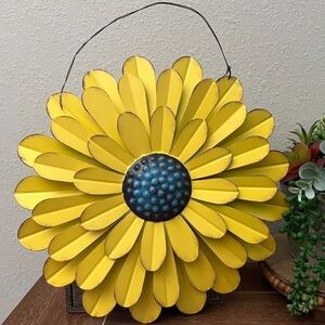 New 14" Yellow Farmhouse Metal Flower Wall Decor